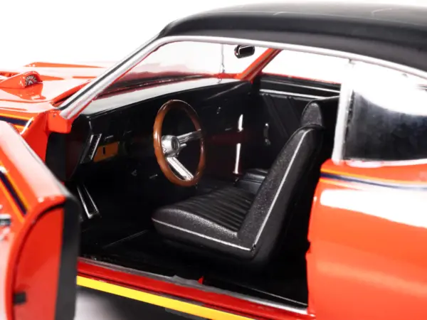 1969 Pontiac GTO Judge Carousel Red with Black Stripes and Black Vinyl Top "Mecum Auctions" "American Muscle" Series 1/18 Diecast Model Car by Auto World #4