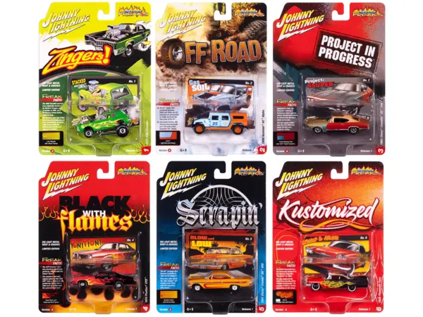 "Street Freaks" 2025 Release 1 Set A of 6 Cars 1/64 Diecast Model Cars by Johnny Lightning #1
