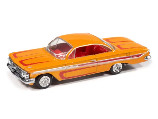 1961 Chevrolet Impala SS 409 Yellow Metallic with Red Stripes and Interior "Scrapin" Series 1/64 Diecast Model Car by Johnny Lightning #2