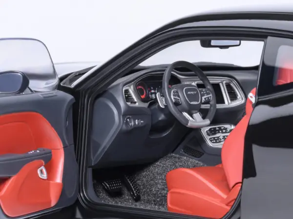 2023 Dodge Challenger SRT Super Stock Pitch Black with Red Interior 1/18 Model Car by Autoart #4
