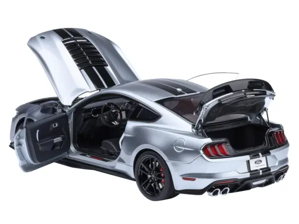 Ford Mustang Shelby GT500 Iconic Silver Metallic with Black Stripes 1/18 Model Car by Autoart #2