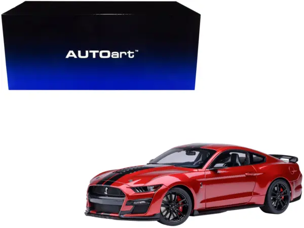 Ford Mustang Shelby GT500 Rapid Red Metallic with Black Stripes 1/18 Model Car by Autoart #1