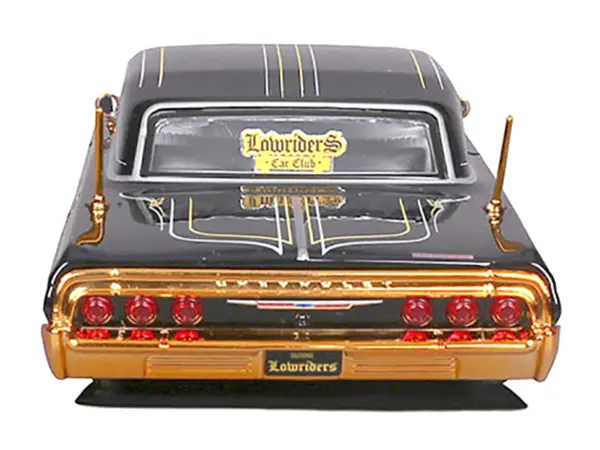 1964 Chevrolet Impala SS Lowrider Black Metallic with Gold Graphics and Gray Interior "Lowriders" "Maisto Design" Series 1/26 Diecast Model Car by Maisto #3