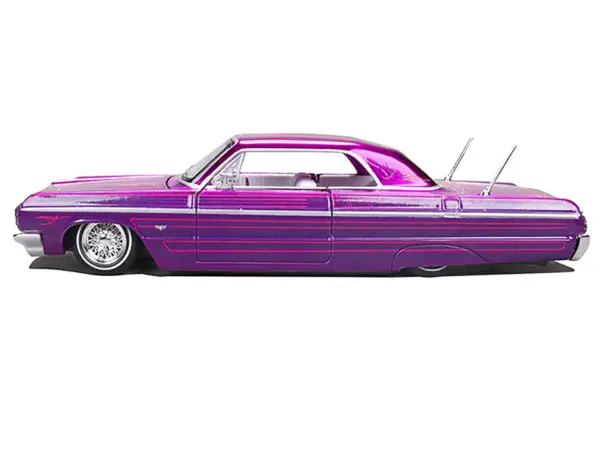 1964 Chevrolet Impala SS Lowrider Candy Purple with Graphics and White Interior "Lowriders" "Maisto Design" Series 1/26 Diecast Model Car by Maisto #2