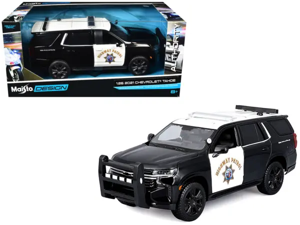 2021 Chevrolet Tahoe "California Highway Patrol" Black and White "Authority" "Maisto Design" Series 1/26 Diecast Model Car by Maisto #1