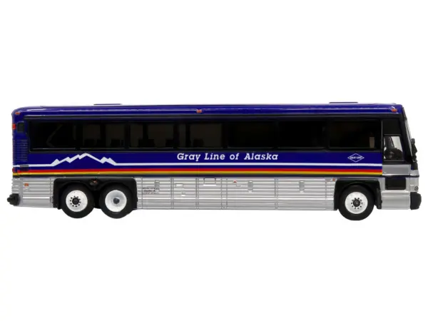 2001 MCI D4000 Coach Bus "Gray Line of Alaska" Dark Blue with Stripes "Vintage Bus & Motorcoach Collection" Limited Edition to 504 pieces Worldwide 1/87 (HO) Diecast Model by Iconic Replicas #2