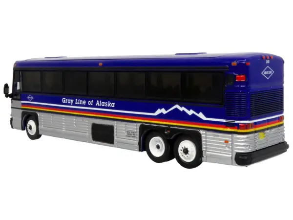 2001 MCI D4000 Coach Bus "Gray Line of Alaska" Dark Blue with Stripes "Vintage Bus & Motorcoach Collection" Limited Edition to 504 pieces Worldwide 1/87 (HO) Diecast Model by Iconic Replicas #3