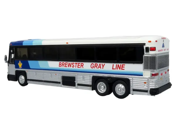 2001 MCI D4000 Coach Bus "Brewster Gray Line" White with Blue Stripes "Vintage Bus & Motorcoach Collection" Limited Edition to 504 pieces Worldwide 1/87 (HO) Diecast Model by Iconic Replicas #3