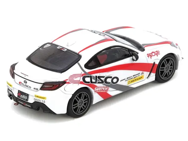 Toyota GR86 Tuned by "CUSCO" RHD (Right Hand Drive) White with Red and Gray Stripes 1/64 Diecast Model Car by Inno Models #2