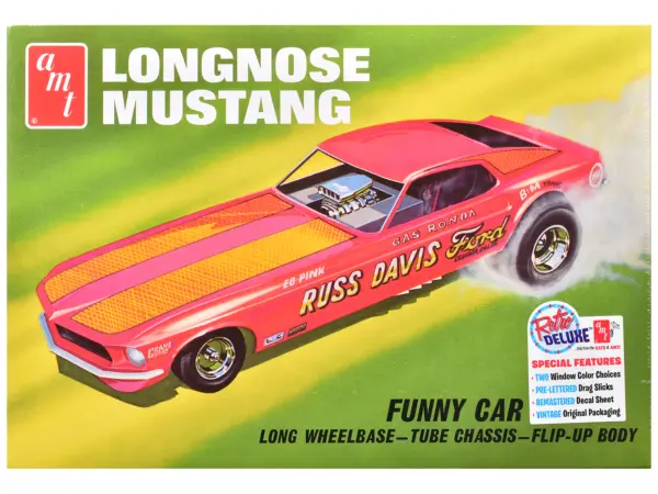 Skill 2 Model Kit 1969 Ford Mustang Longnose Funny Car "Gas Ronda" 1/25 Scale Model by AMT #1