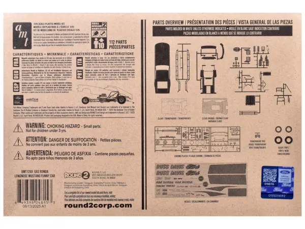 Skill 2 Model Kit 1969 Ford Mustang Longnose Funny Car "Gas Ronda" 1/25 Scale Model by AMT #4