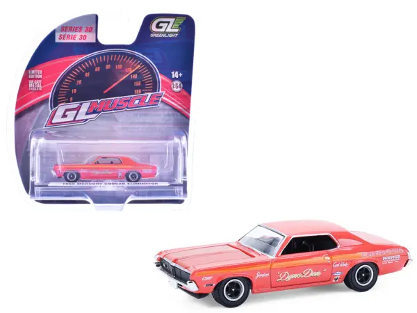 1969 Mercury Cougar Eliminator "Dyno Don" Red with Orange Stripes "GreenLight Muscle" Series 30 1/64 Diecast Model Car by Greenlight #1