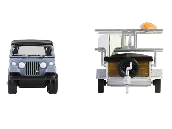 1968 Jeep Jeepster Commando SC-1 Gray with Black Stripes and Top with Canoe Trailer Canoe Rack Canoe and Kayak "Hitch & Tow" Series 32 1/64 Diecast Model Cars by Greenlight #4