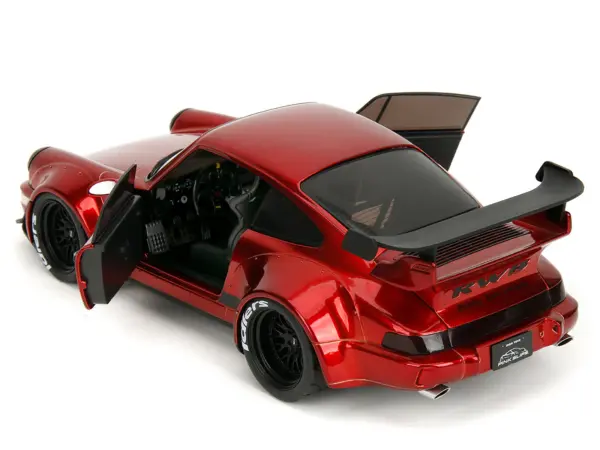 RWB Body Kit Red Metallic with Black Stripes "Pink Slips" Series 1/18 Diecast Model Car by Jada #4