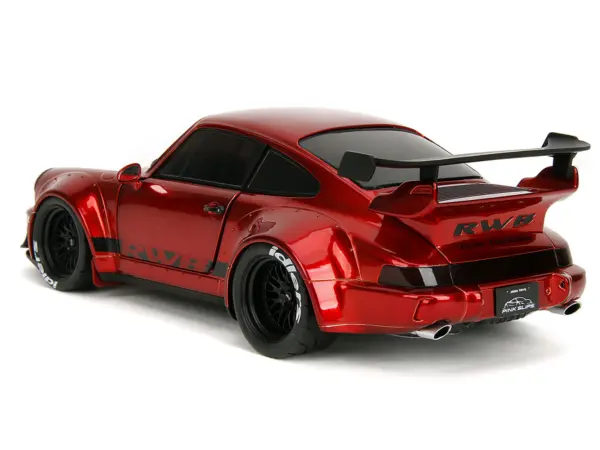 RWB Body Kit Red Metallic with Black Stripes "Pink Slips" Series 1/18 Diecast Model Car by Jada #5