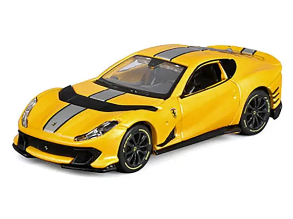 Ferrari 812 Competizione Yellow Metallic with Silver Stripe "Speed Icons" Series 1/64 Diecast Model Car by Maisto #2