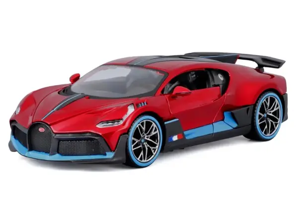 Bugatti Divo Red Metallic with Carbon and Blue Accents "Special Edition" 1/24 Diecast Model Car by Maisto #2