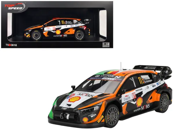 Hyundai i20 N Rally1 Hybrid #11 Thierry Neuville - Martijn Wydaeghe "Hyundai Shell Mobis WRT"  Winner "Rally Croatia Power Stage" (2023) 1/18 Model Car by Top Speed #1