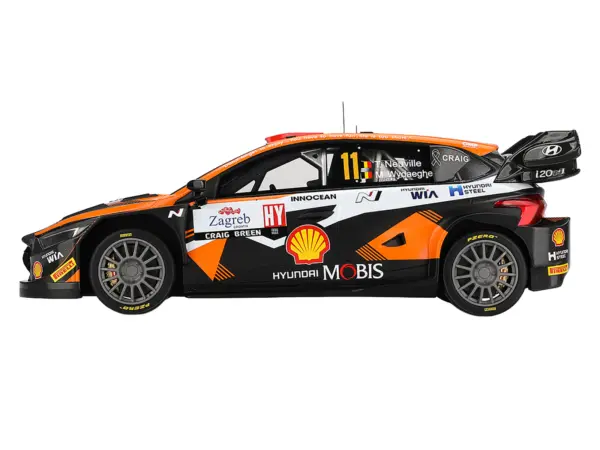 Hyundai i20 N Rally1 Hybrid #11 Thierry Neuville - Martijn Wydaeghe "Hyundai Shell Mobis WRT"  Winner "Rally Croatia Power Stage" (2023) 1/18 Model Car by Top Speed #4