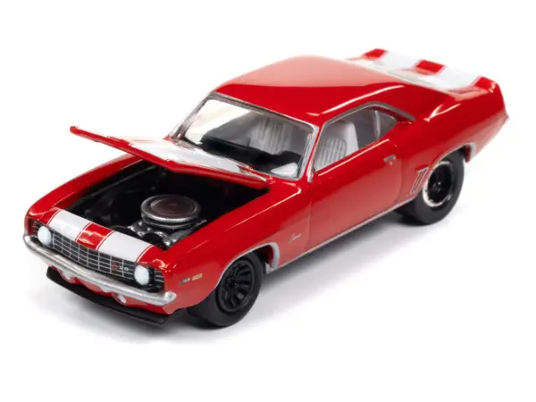 1969 Chevrolet Camaro Z28 Red with White Stripes and Interior "Muscle Cars USA" Series 1/64 Diecast Model Car by Johnny Lightning #2