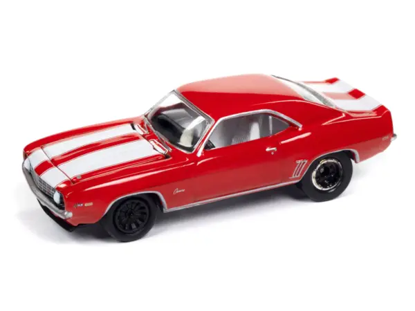 1969 Chevrolet Camaro Z28 Red with White Stripes and Interior "Muscle Cars USA" Series 1/64 Diecast Model Car by Johnny Lightning #3
