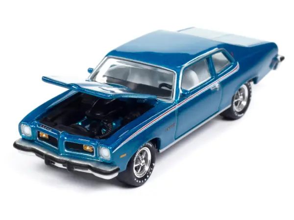 1974 Pontiac GTO Regatta Blue Metallic with White Interior "Muscle Cars USA" Series 1/64 Diecast Model Car by Johnny Lightning #2