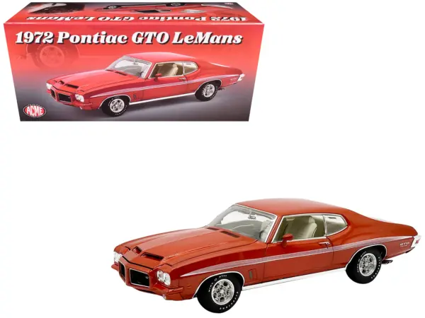 1972 Pontiac GTO LeMans Sundance Orange Metallic with GTO Stripes Limited Edition to 342 pieces Worldwide 1/18 Diecast Model Car by ACME #1