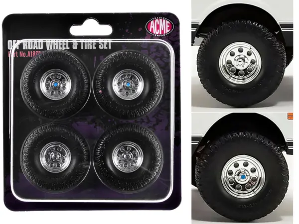"Offroad" 35" Mag Wheel and Tire Set of 4 pieces from 1971 Chevrolet K5 Blazer for 1/18 Scale Models by ACME #1