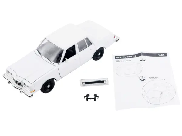 1986 Dodge Diplomat Police Car Unmarked White "Custom Builder's Kit" Series 1/24 Diecast Model Car by Motormax #2