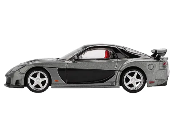 Mazda RX-7 "VeilSide Fortune7" Gray Metallic and Black with Red Interior Limited Edition 1/64 Diecast Model Car by Mini GT #2