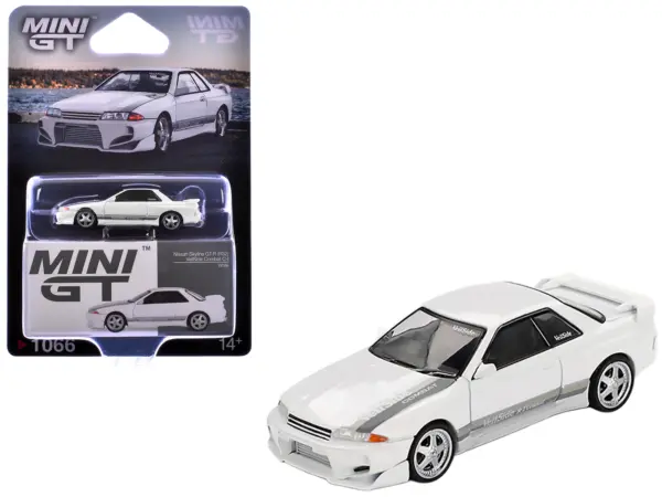 Nissan Skyline GT-R (R32) RHD (Right Hand Drive) "Veilside Combat C-I" White with Gray Stripes Limited Edition 1/64 Diecast Model Car by Mini GT #1