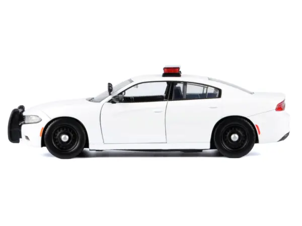 2023 Dodge Charger Pursuit Police Car Unmarked White with Flashing Light Bar Front and Rear Lights and 2 Sounds "Builder's Kit" 1/24 Diecast Model Car by Motormax #2
