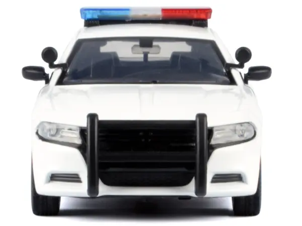 2023 Dodge Charger Pursuit Police Car Unmarked White with Flashing Light Bar Front and Rear Lights and 2 Sounds "Builder's Kit" 1/24 Diecast Model Car by Motormax #3