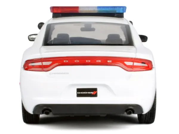 2023 Dodge Charger Pursuit Police Car Unmarked White with Flashing Light Bar Front and Rear Lights and 2 Sounds "Builder's Kit" 1/24 Diecast Model Car by Motormax #4