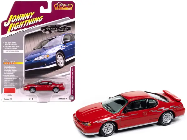 2000 Chevrolet Monte Carlo SS Torch Red with Silver Graphics "Classic Gold Collection" 1/64 Diecast Model Car by Johnny Lightning #1