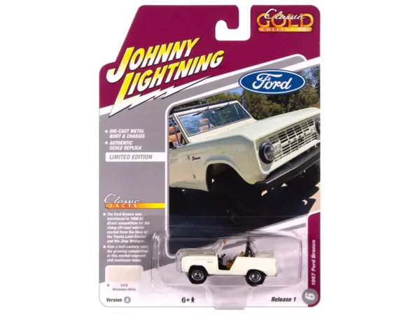 1967 Ford Bronco Wimbledon White "Classic Gold Collection" 1/64 Diecast Model Car by Johnny Lightning #1