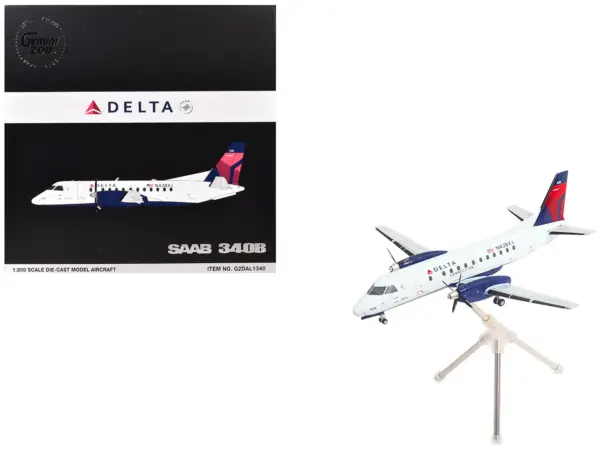 Saab 340B Commercial Aircraft "Delta Connection - Mesaba Airlines" (N428XJ) White with Red and Blue Tail "Gemini 200" Series 1/200 Diecast Model Airplane by GeminiJets #1