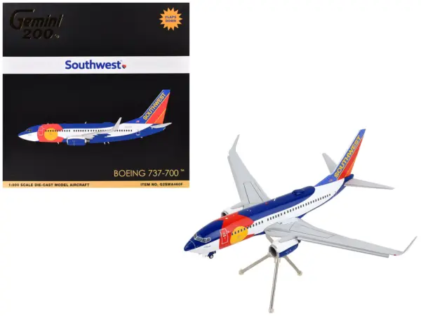 Boeing 737-700 Commercial Aircraft with Flaps Down Configuration "Southwest Airlines - Colorado One" (N230WN) White and Blue "Gemini 200" Series 1/200 Diecast Model Airplane by GeminiJets #1