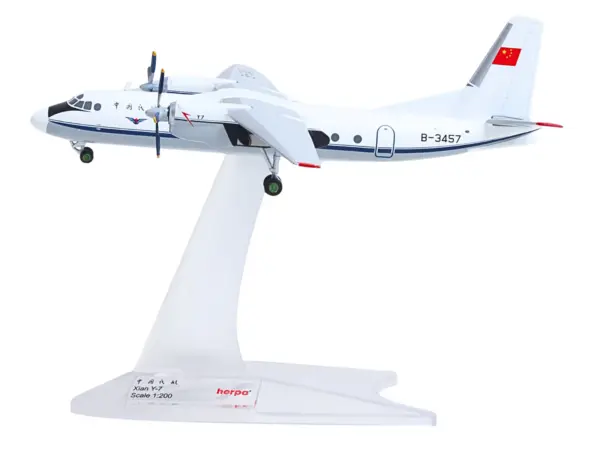 Xian Y-7 Commercial Aircraft "CAAC Airlines" (B-3457) White with Blue Stripes 1/200 Diecast Model by Herpa #2