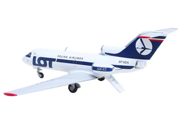 Yakovlev Yak-40 Commercial Aircraft "LOT Polish Airlines" (SP-GEA) White with Blue Stripes and Tail 1/200 Diecast Model by Herpa #5