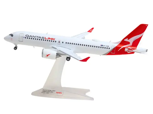 Airbus A220-300 Commercial Aircraft "QantasLink" (VH-X4B) White with Red Tail 1/200 Diecast Model by Herpa #2