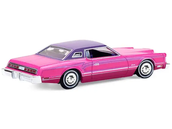 1975 Ford Thunderbird Lowrider Pink Metallic with Purple Top and Graphics with Purple Interior "California Lowriders" Series 7 1/64 Diecast Model Car by Greenlight #3