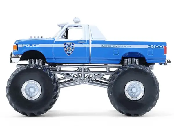 1990 Ford F-350 Monster Truck "NYPD (New York Police Department)" Blue with White Top "Kings of Crunch - Hot Pursuit" Special Edition 1/64 Diecast Model Car by Greenlight #2