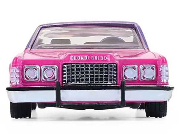 1975 Ford Thunderbird Lowrider Pink Metallic with Purple Top and Graphics with Purple Interior "California Lowriders" Series 7 1/64 Diecast Model Car by Greenlight #5