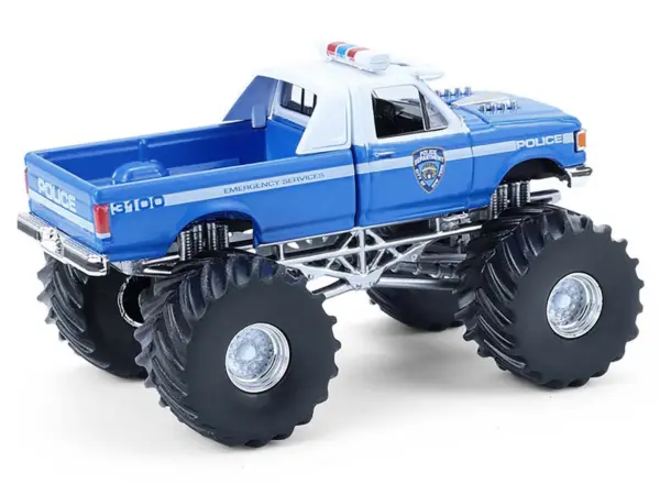 1990 Ford F-350 Monster Truck "NYPD (New York Police Department)" Blue with White Top "Kings of Crunch - Hot Pursuit" Special Edition 1/64 Diecast Model Car by Greenlight #3