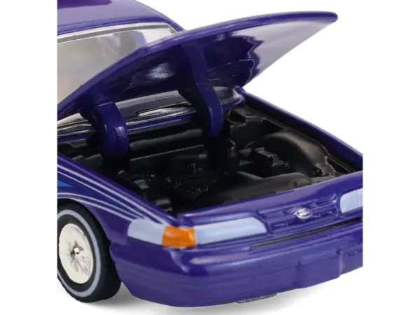 1992 Ford Crown Victoria Lowrider Blue with Graphics and Lightbar "California Lowriders" Series 7 1/64 Diecast Model Car by Greenlight #2