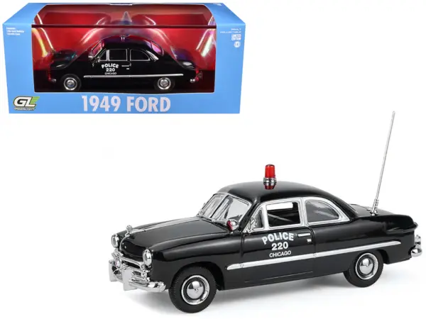 1949 Ford Custom Police Car "Chicago Police Department" Black 1/64 Diecast Model Car by Greenlight #1