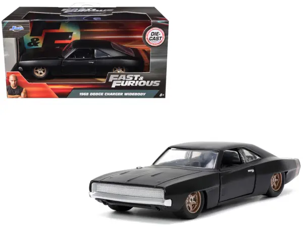 1968 Dodge Charger Widebody Matt Black with Bronze Tail Stripe "F9" (2021) Movie "Fast & Furious" Series 1/32 Diecast Model Car by Jada #1