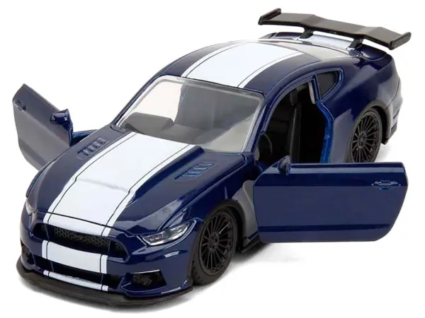 2016 Ford Mustang GT Dark Blue Metallic with White Stripe "F9" (2021) Movie "Fast & Furious" Series 1/32 Diecast Model Car by Jada #2