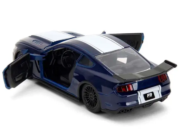 2016 Ford Mustang GT Dark Blue Metallic with White Stripe "F9" (2021) Movie "Fast & Furious" Series 1/32 Diecast Model Car by Jada #4
